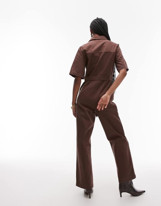 Topshop kortärmad jumpsuit i brons - Image 2
