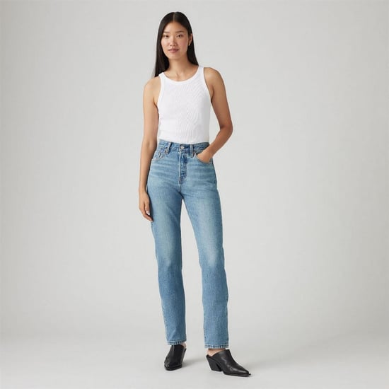 Women's Levis 501 Straight Leg Five Pocket Jeans in Switch Stitch - Image 3