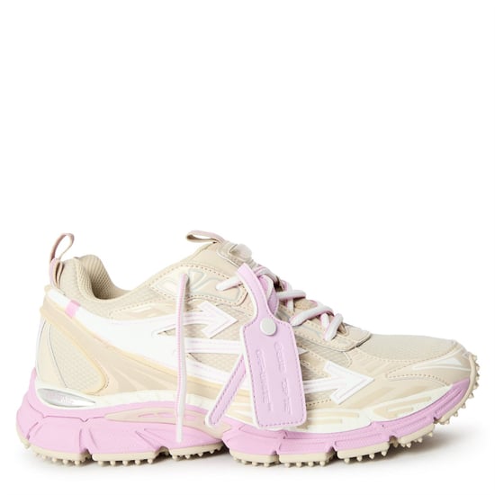 Women's Off White Be Right Back Retro Inspired Comfort Sneakers in Beige/Lilac - Image 1