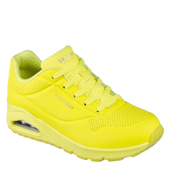 Women's Skechers Lace Up Sneaker Low Top Trainers in Neon Yellow - Image 1