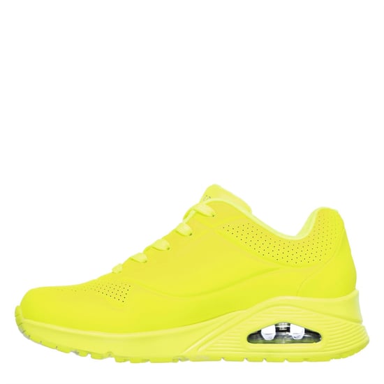 Women's Skechers Lace Up Sneaker Low Top Trainers in Neon Yellow - Image 2