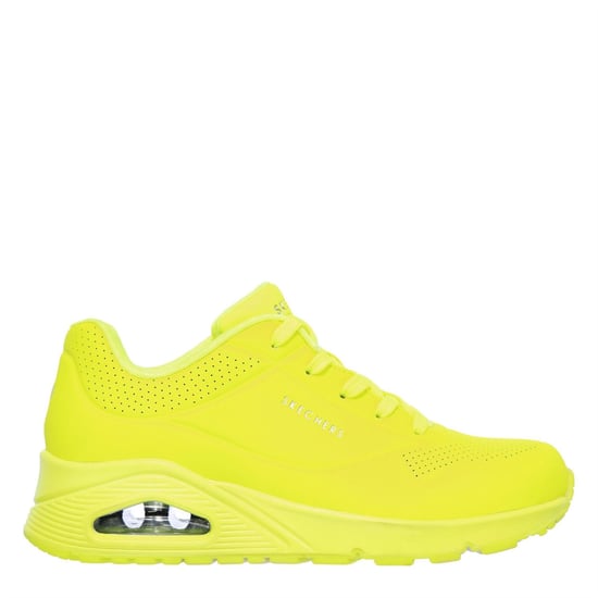 Women's Skechers Lace Up Sneaker Low Top Trainers in Neon Yellow - Image 3