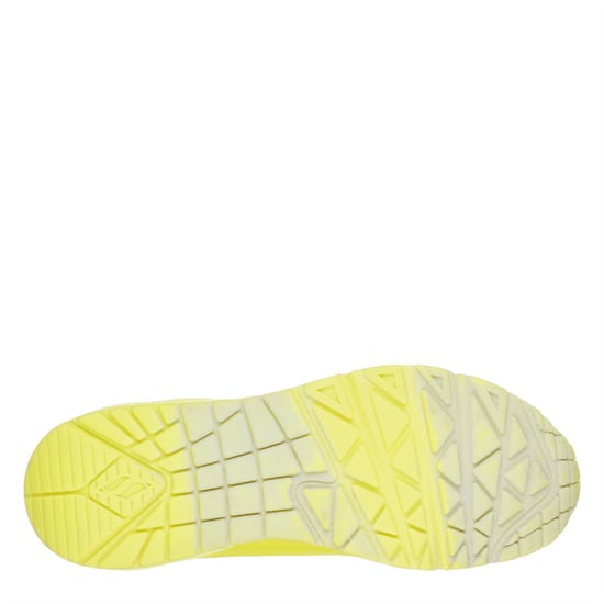 Women's Skechers Lace Up Sneaker Low Top Trainers in Neon Yellow - Image 4