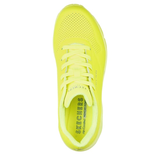 Women's Skechers Lace Up Sneaker Low Top Trainers in Neon Yellow - Image 5