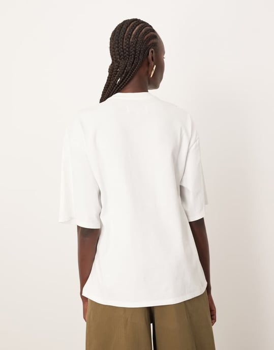 ARRANGE jersey knot detail oversized t-shirt in white - Image 4