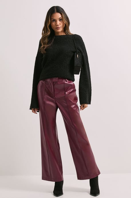 Faux Leather Wide Leg Trousers - Image 2