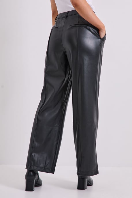 Faux Leather Wide Leg Trousers - Image 3