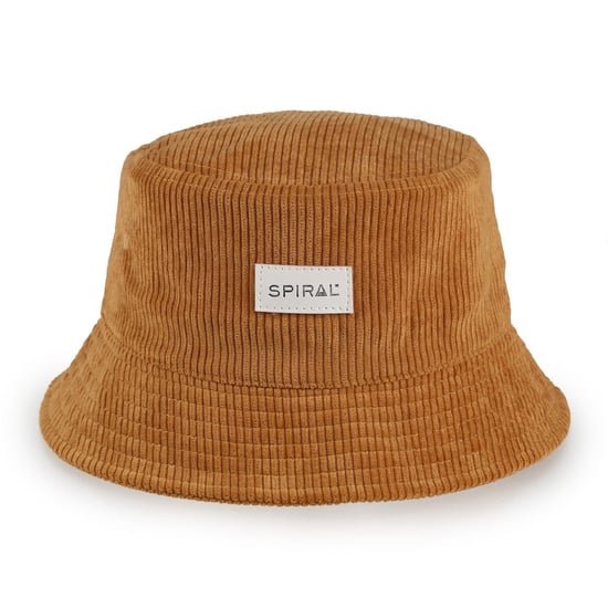 Accessories Spiral Wordmark Ribbed Cord Effect Bucket Hat in Cord Tan - Image 1