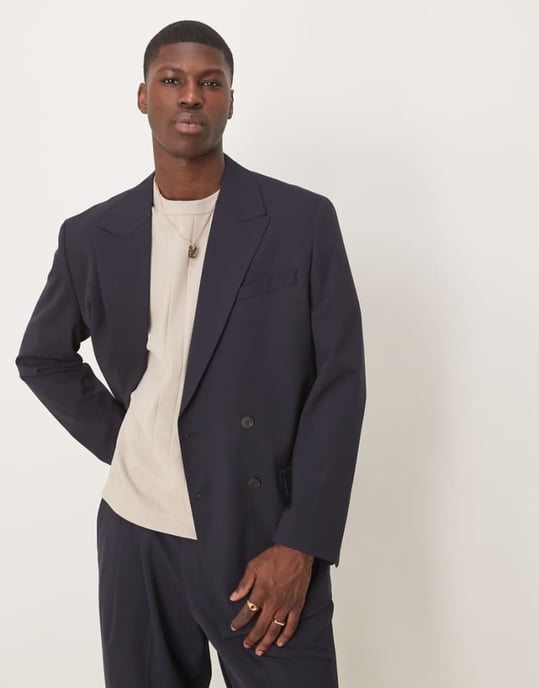 Utvald Liam regular fit blazer i marinblå - Image 1