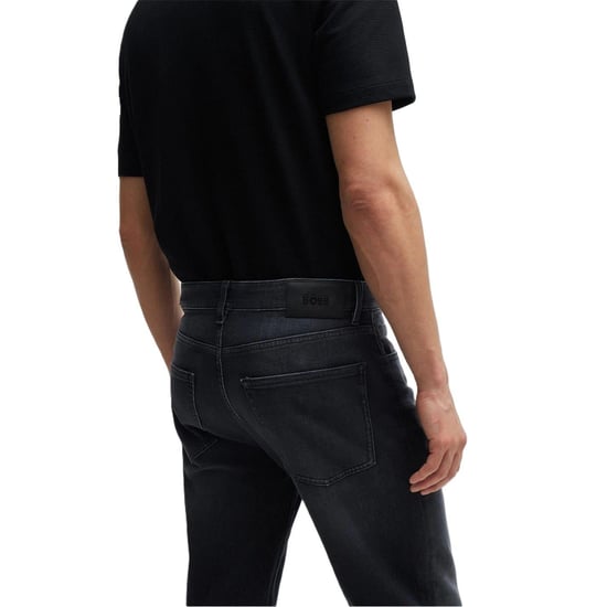 Men's Boss Mid Rise Slim Fit Five Pocket Jeans in Charcoal - Image 3