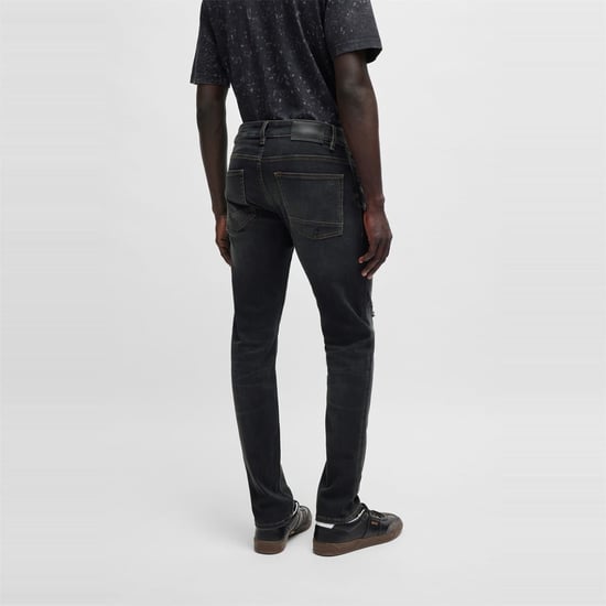 Men's Boss Delaware Five Pocket Slim Fit Jeans in Dark Grey - Image 3