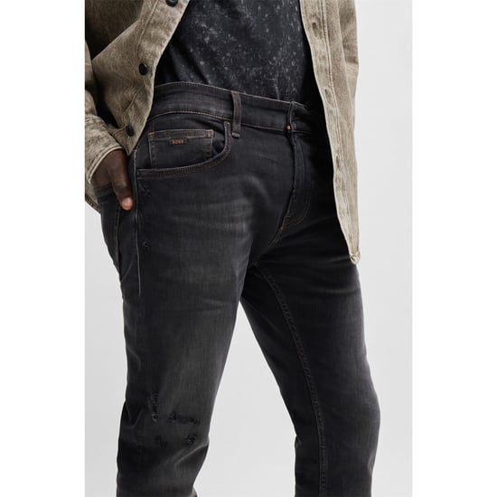 Men's Boss Delaware Five Pocket Slim Fit Jeans in Dark Grey - Image 4