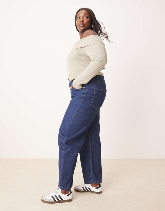 ASOS DESIGN Curve tunnbensjeans i indigo - Image 3