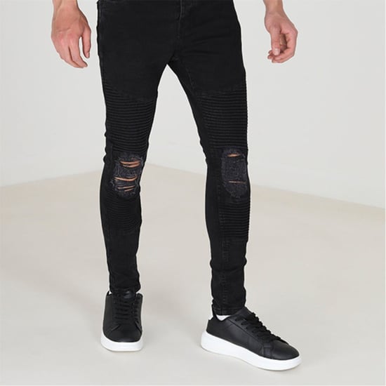 Men's Brave Soul Wash Biker Jeans in Charcoal - Image 3
