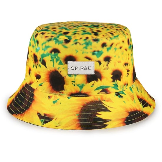 Accessories Spiral Floral Patterned All Around Brim Bucket Hat in Sunflower - Image 1