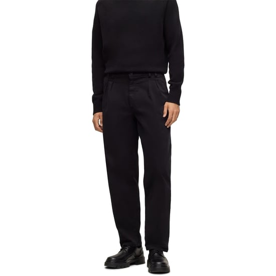 Men's Boss Tulsa Solid Patterned Straight Chinos in Black - Image 1
