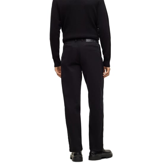 Men's Boss Tulsa Solid Patterned Straight Chinos in Black - Image 2