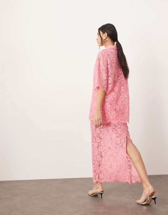ARRANGE lace pencil skirt co-ord in pink - Image 2