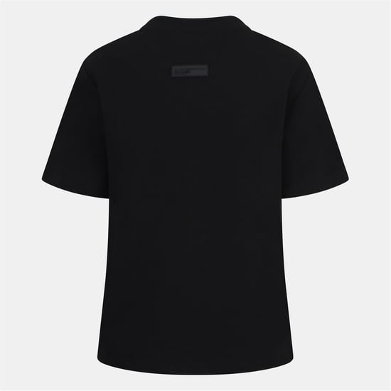 Women's Blank Essentials Oversize Fit Crew Neck Ribbed Collar Boyfriend T-Shirt in Black - Image 2