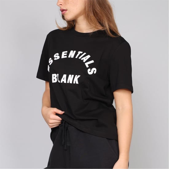 Women's Blank Essentials Oversize Fit Crew Neck Ribbed Collar Boyfriend T-Shirt in Black - Image 3