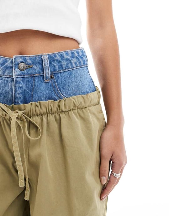 ASOS DESIGN denim hybridbyxor i blått - Image 4