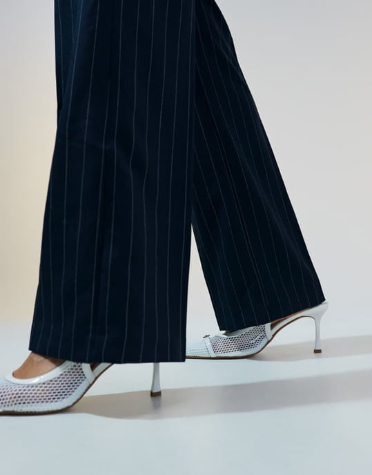 ASOS DESIGN skräddarsydda slim raka byxor i marinrandig - Image 3