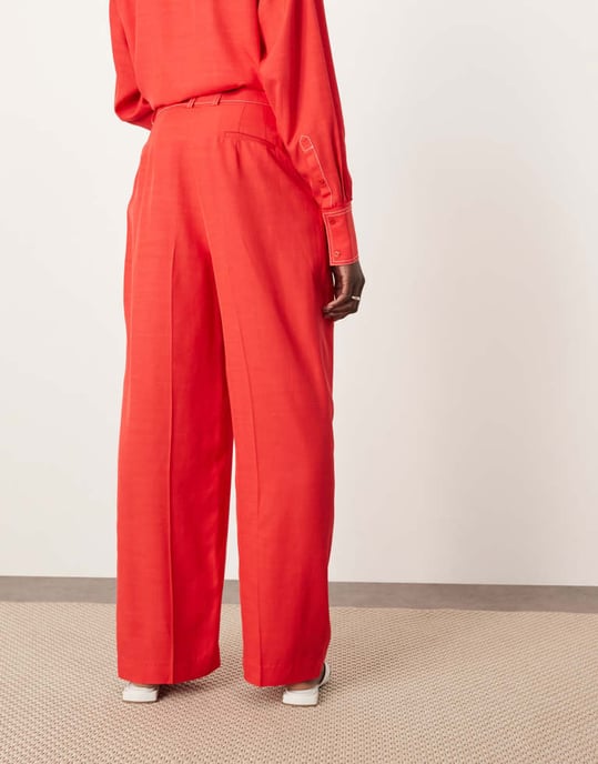ARRANGE wide leg trouser with contrast stitch co-ord in red - Image 4