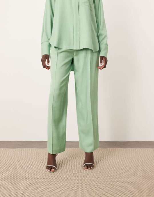 ARRANGE wide leg trouser with contrast stitch co-ord in pistachio - Image 2