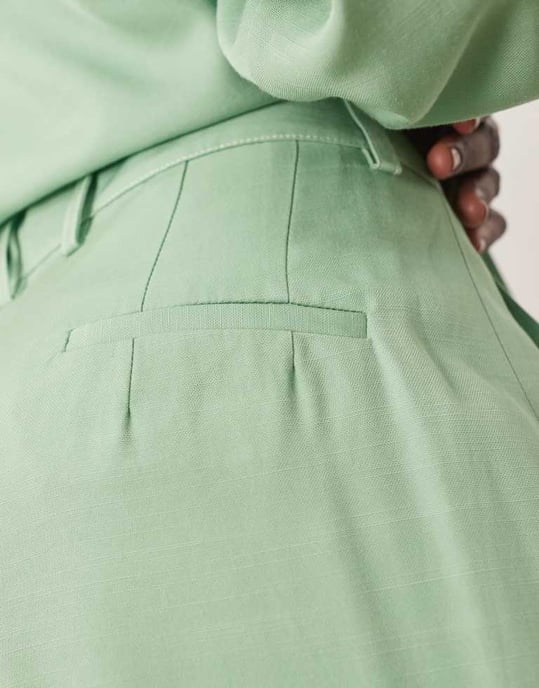 ARRANGE wide leg trouser with contrast stitch co-ord in pistachio - Image 3