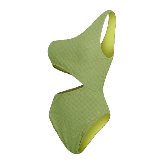 Women's Speedo Ty C Out Textured Checkerboard Swimsuit in Green - Image 1