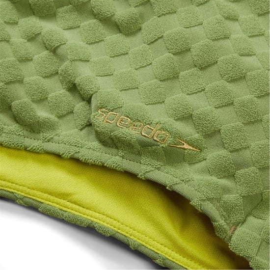 Women's Speedo Ty C Out Textured Checkerboard Swimsuit in Green - Image 3