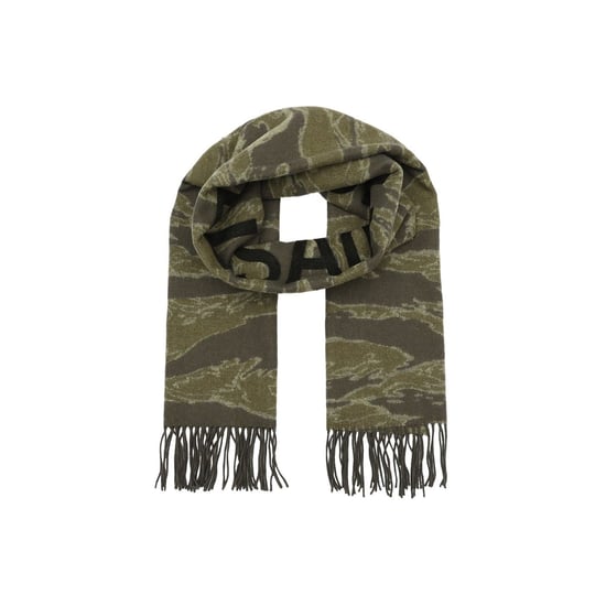 Accessories AllSaints Nova Camo Oblong Scarf with Logo in Olive Camo - Image 1