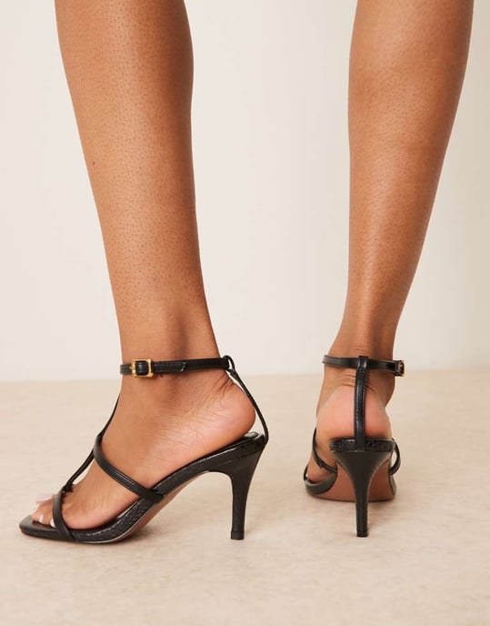 ASOS DESIGN Hammersmith caged mid heeled sandals in black - Image 3