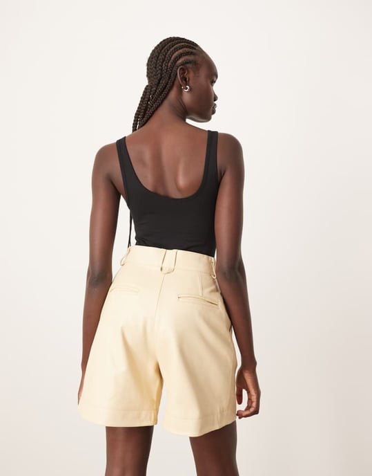 ARRANGE premium leather city shorts co-ord in buttermilk - Image 3