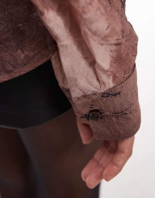 Topshop bias textured shirt in brown spray print - Image 3