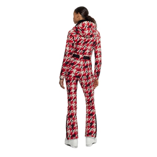 Women's Boss Hooded Neck Long Sleeve Houndstooth Patterned Skisuit in Red - Image 2