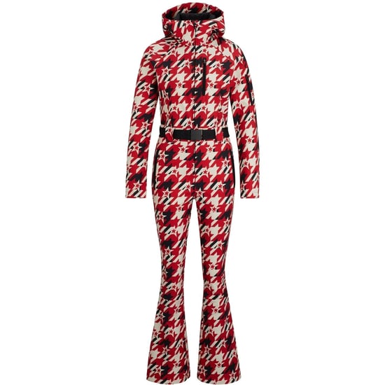 Women's Boss Hooded Neck Long Sleeve Houndstooth Patterned Skisuit in Red - Image 3