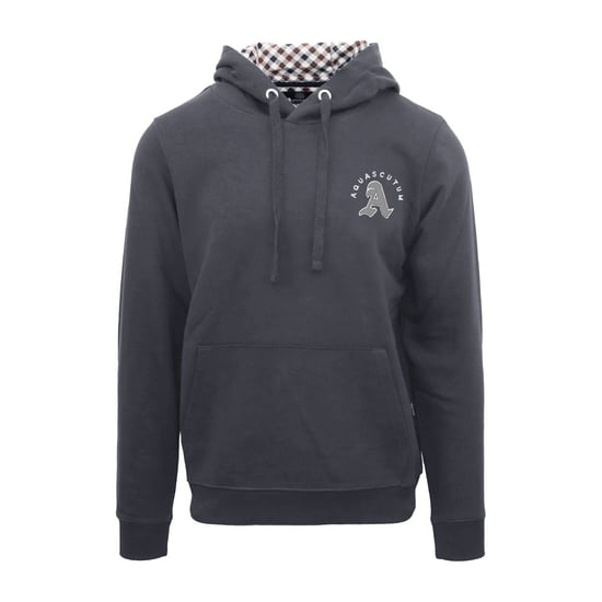 Men's Aquascutum Hooded Neck Long Sleeve Sweatshirt with Kangaroo Pocket in Antracite - Image 1
