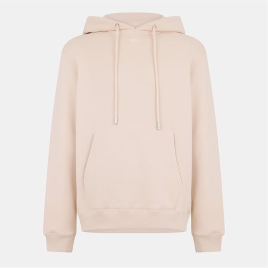 Men's Off White Slim Fit Hooded Neck Long Sleeve Sweatshirt in Beige/White - Image 1