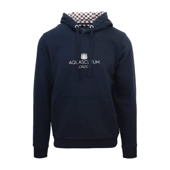 Men's Aquascutum Hooded Neck Lacoste Lettering Sweatshirt in Navy - Image 1