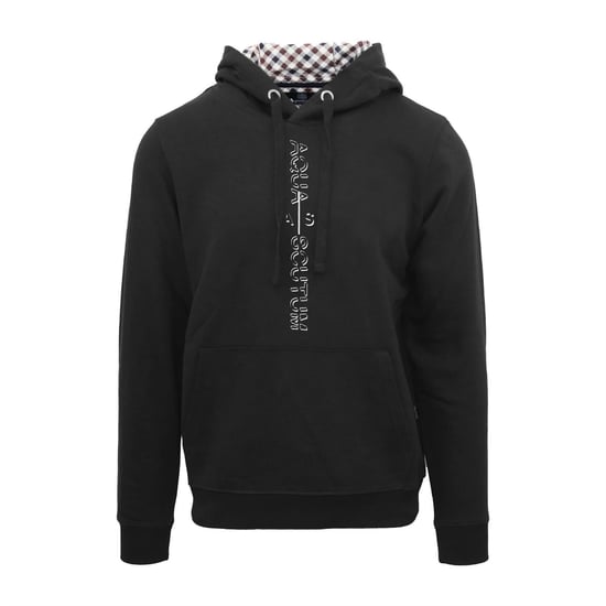 Men's Aquascutum Lacoste Lettering Hooded Neck Long Sleeve Sweatshirt in Black - Image 1