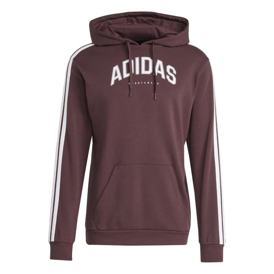 Men's adidas Kangaroo Pocket Hooded Long Sleeve Sweatshirt in Aurora Ruby - Image 1
