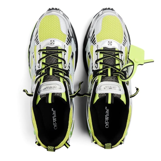 Men's Off White Be Right Back Low Top Trainers in Silv/Green Fluo - Image 5