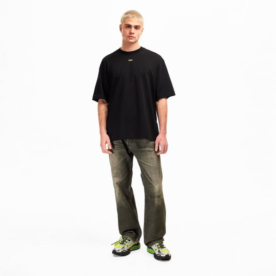 Men's Off White Be Right Back Low Top Trainers in Silv/Green Fluo - Image 6