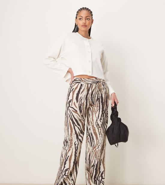 JDY Tall wide leg trousers in abstract zebra print - Image 1