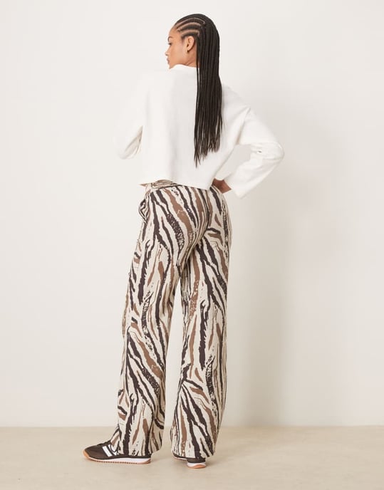 JDY Tall wide leg trousers in abstract zebra print - Image 3