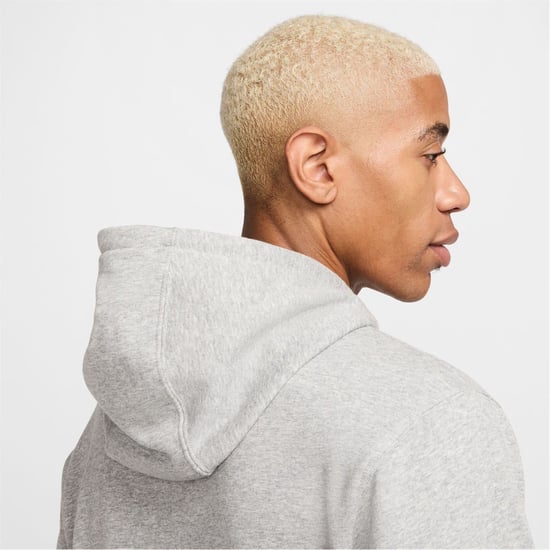 Men's Nike Hooded Neck Kangaroo Pocket Sweatshirt in Grey Hthr/White - Image 6