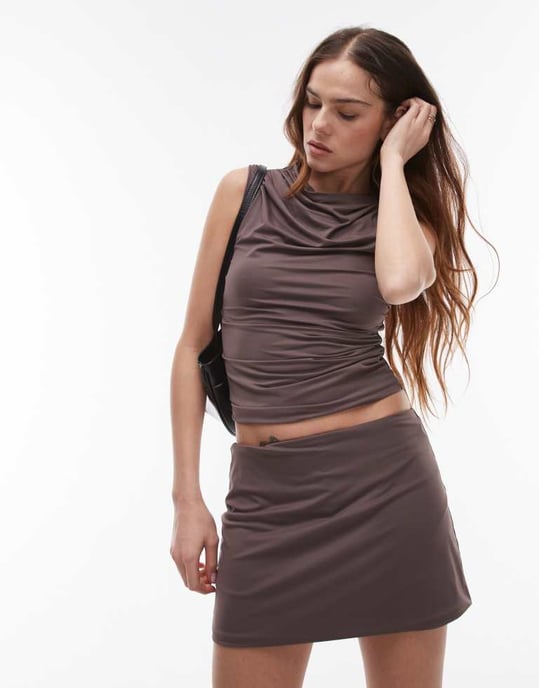 Nia marge slinky asymmetric co-ord top in sable - Image 3