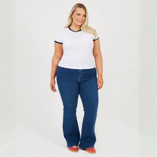 Women's Brave Soul Ps Ssbtn Tee in White/Navy - Image 4