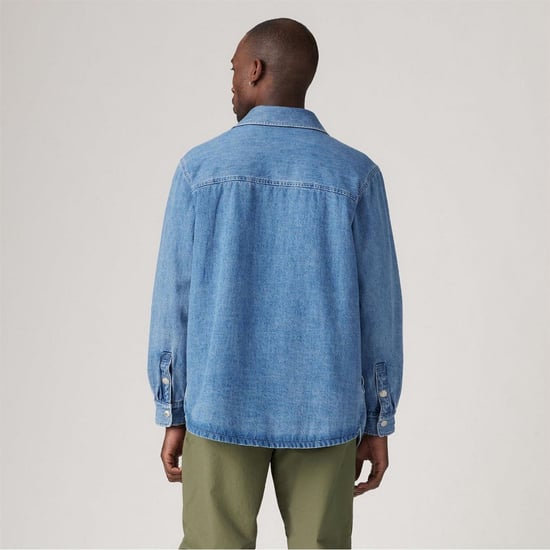 Men's Levis Bryant Snap Button Solid Patterned Overshirt in Greenpoint - Image 3
